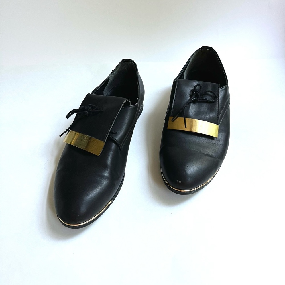 Black Oxfords with Gold Detail